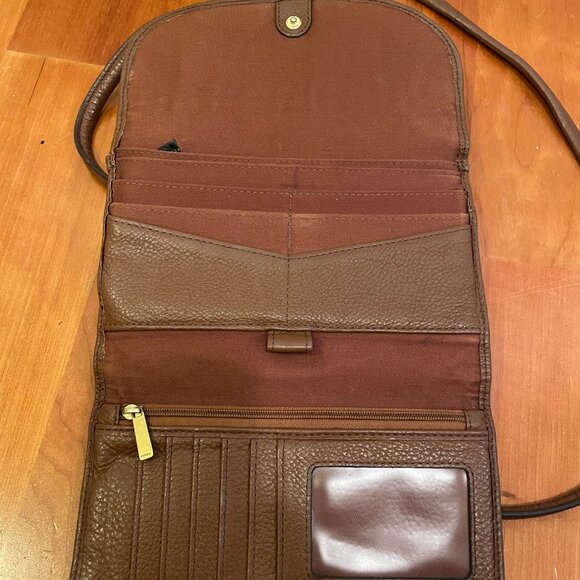 FOSSIL Sophia Brown Leather Wallet Crossbody Bag Purse w Removable Strap Small - Picture 4 of 8